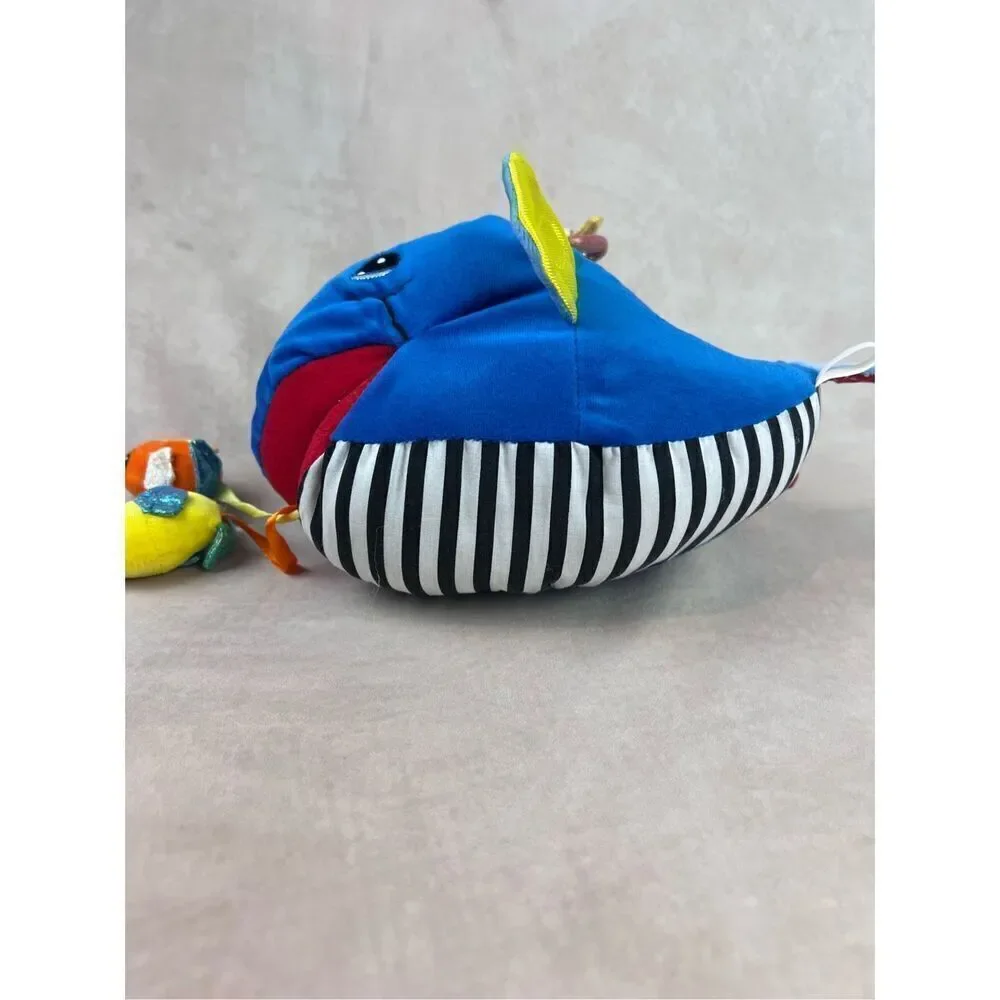 Vintage Love n Care Stuffed Plush Whale Fish Colorful Rattle Toy Green Red Blue